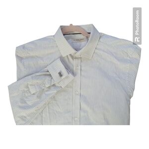 Burberry London Men’s 16.5 42 Sz L Striped Long Sleeve Button Down Cotton Shirt